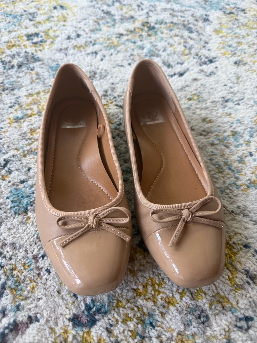 Dolce Vita Nude Patent-Toe Ballet Flats with Bow